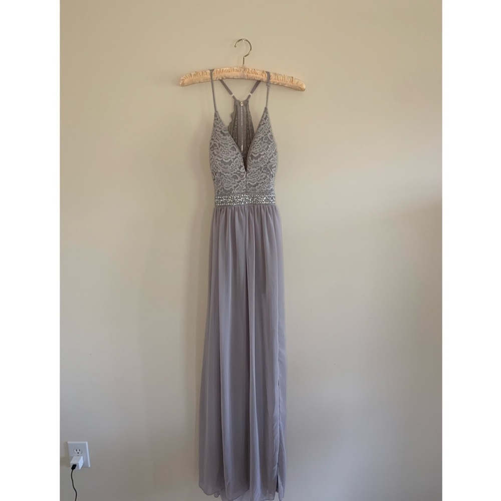 Grey Prom Dress with Open back from Macy’s